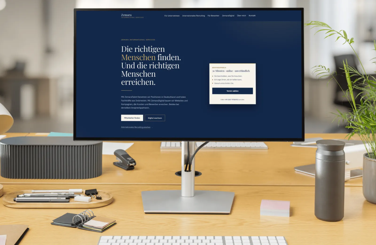 Die Zemara-Website auf einem Laptop