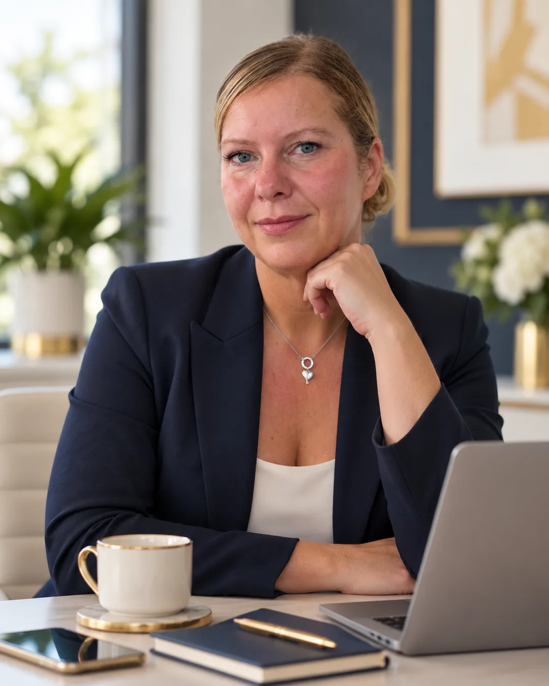 Katharina Zeman am Schreibtisch, erreichbar per Telefon und E-Mail